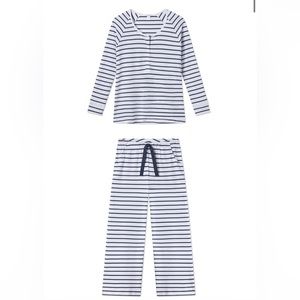 NWT LAKE Pima Maternity Wide Leg Pajama Set in White Breton Stripe